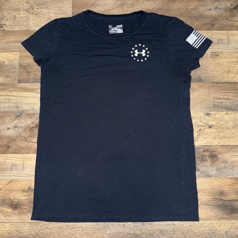 Under Armour Freedom Flag Graphic T-Shirt Black Women's Size M